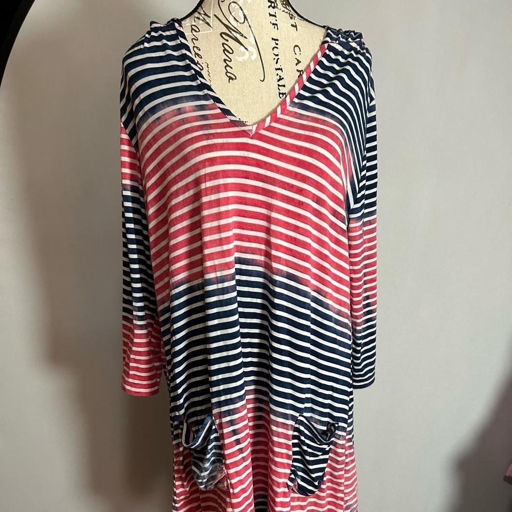 Sandiva Striped V-Neck Swim Coverup XL